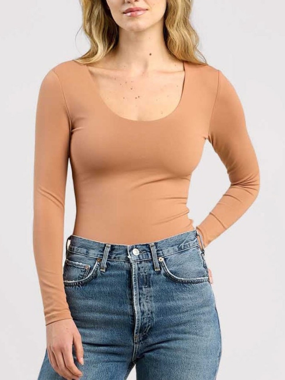 Nuuds Clay Long Sleeve Scoop Neck Bodysuit Size XL